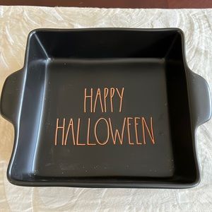 Rae Dunn Black Orange Happy Halloween baking casserole dish oven safe NWT